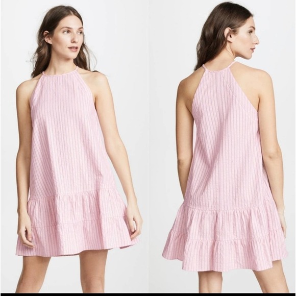 REBECCA TAYLOR NWT PINK MULTICOLOR STRIPE TANK RUFFLE DRESS Sz: 8 - Picture 1 of 16